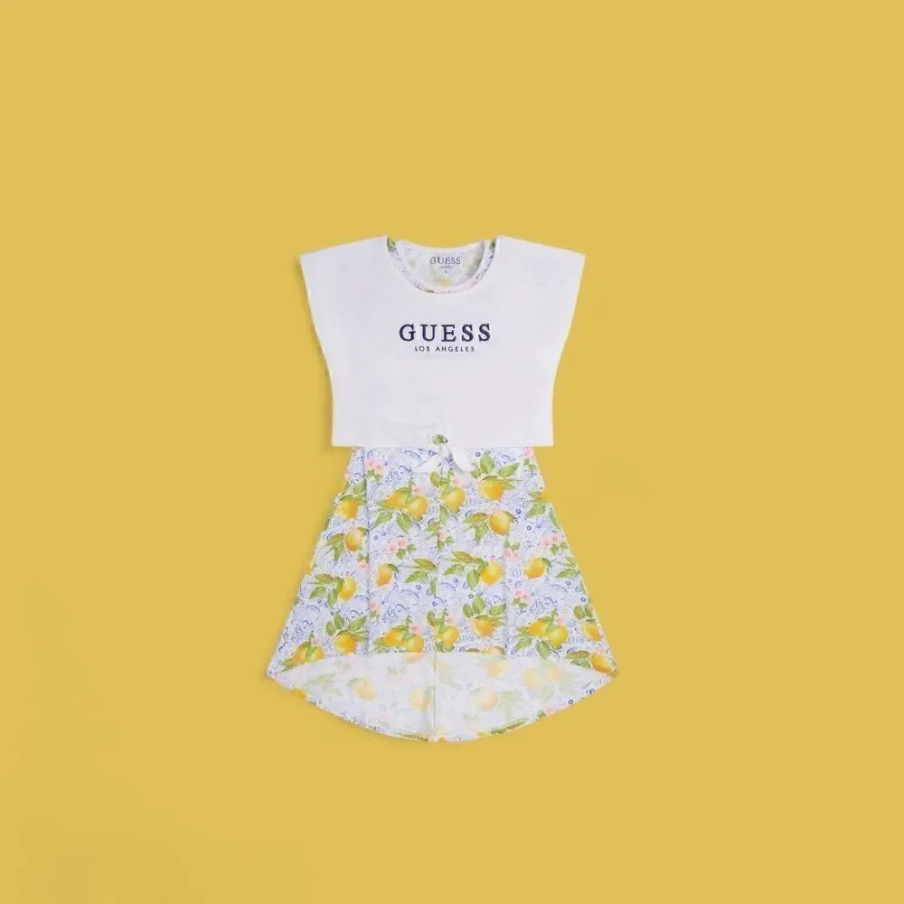 Guess Girls Size 10 Tie Shirt Dress Combo NWT Lemon theme 🍋